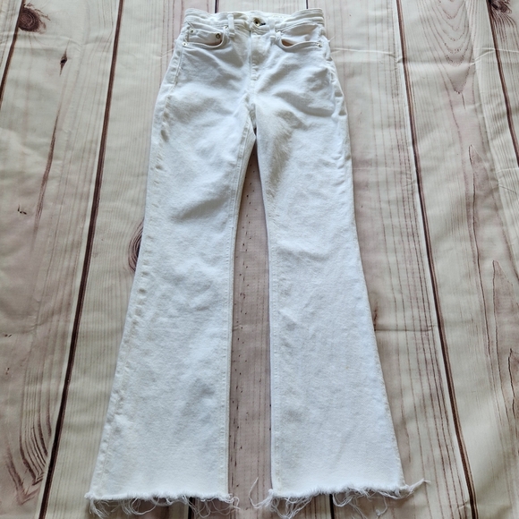 Rag & Bone "Nina High Rise Ankle Flare" Cropped Jeans White | Women's Size 23 - Picture 4 of 15